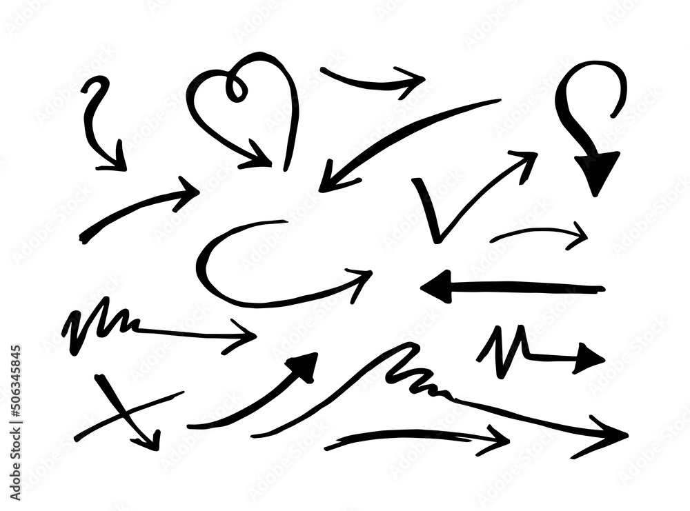 hand drawn arrow icon set. Doodle vector illustration. hand drawn arrow icon set. Doodle vector illustration.
