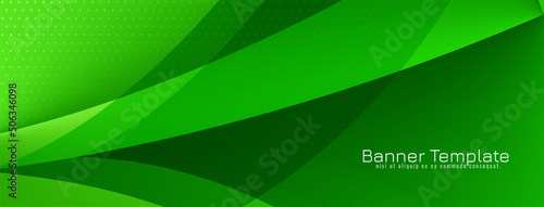 Glossy modern wave style green corporate banner design