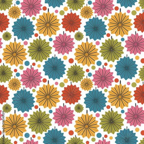 Colorful origami paper decor for the Mexican Festival pattern. Holiday background hand drawn doodle naive vector art. Cute digital paper fabric textile wallpaper