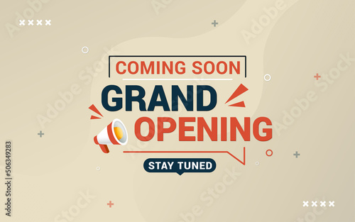 Grand opening coming sale poster, sale banner design template with 3d editable text