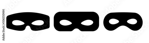 Obraz na płótnie Superhero or thief mask with eye slits vector black icon set