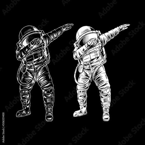 Astronaut dabbing on the moon space premium vector