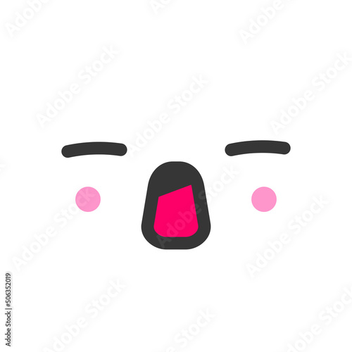 Yawn or shout kawaii cute emotion face, emoticon vector icon