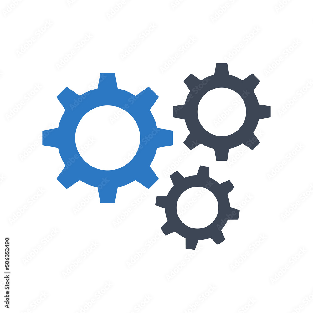 Gears icon vector graphic illustration Gears icon vector graphic illustration