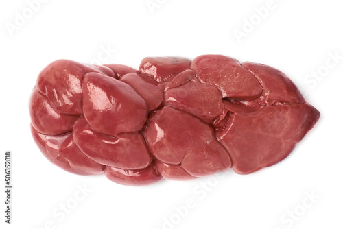 Fresh raw kidney meat isolated on white, top view