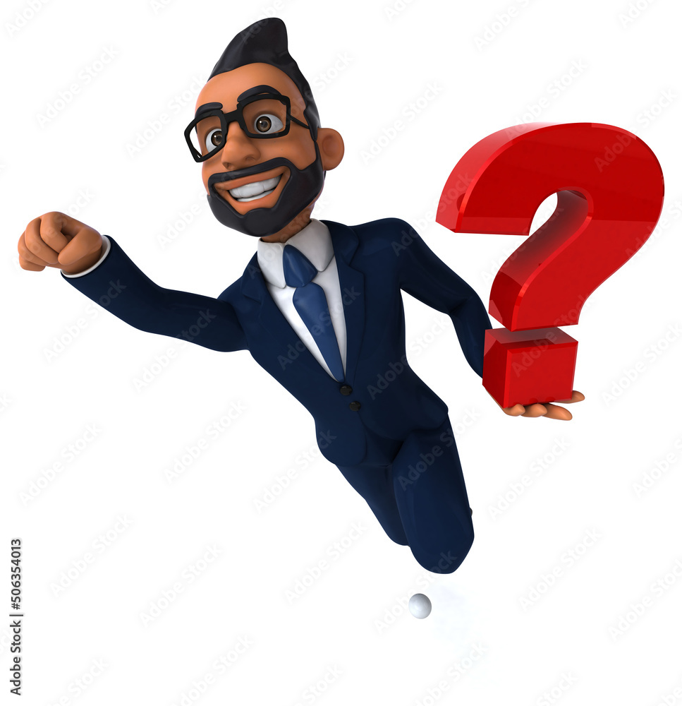 Fun 3D cartoon illustration of an indian businessman Fun 3D cartoon illustration of an indian businessman