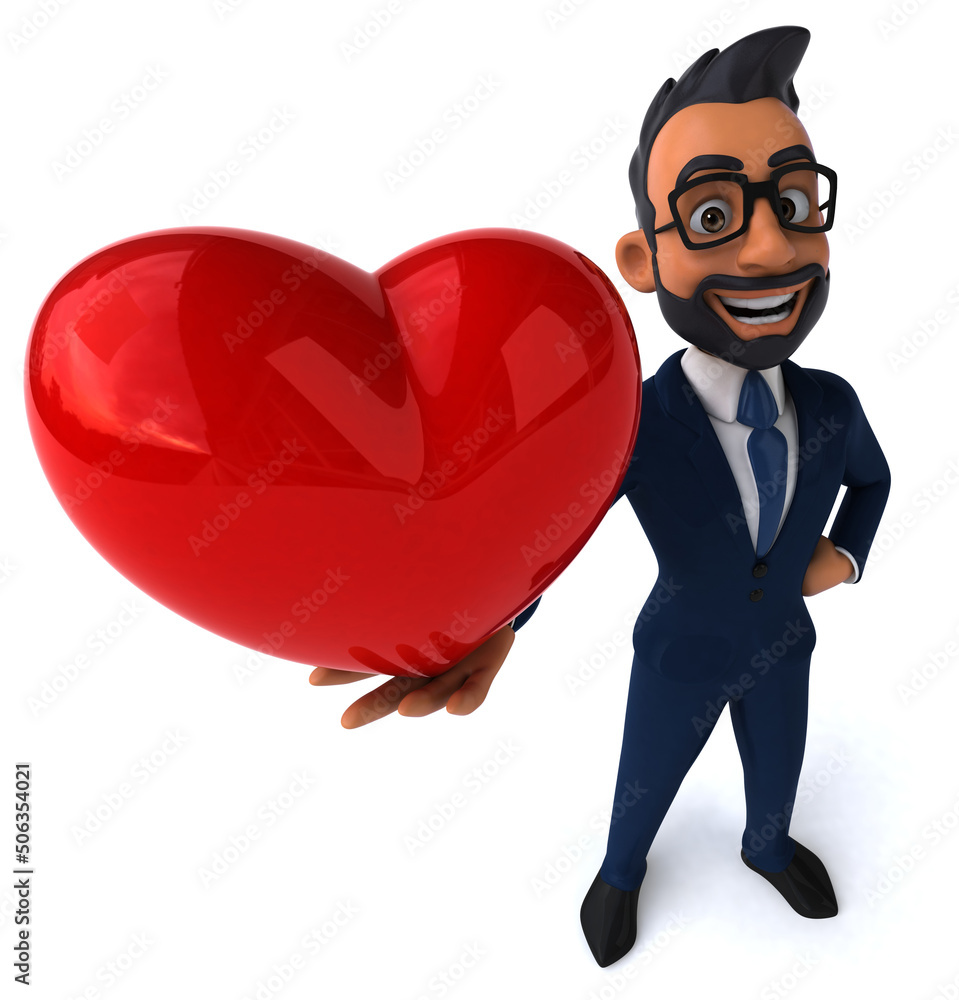 Fun 3D cartoon illustration of an indian businessman Fun 3D cartoon illustration of an indian businessman