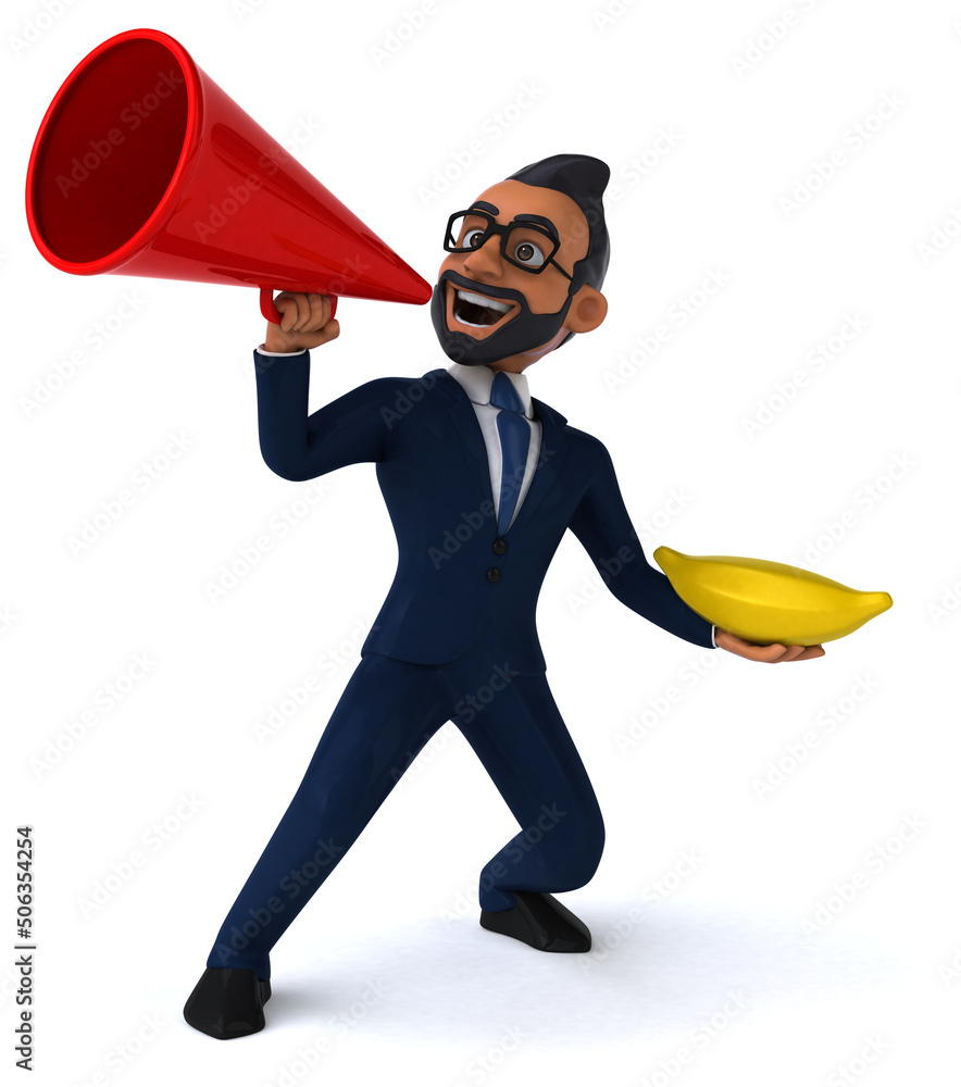 Fun 3D cartoon illustration of an indian businessman Fun 3D cartoon illustration of an indian businessman