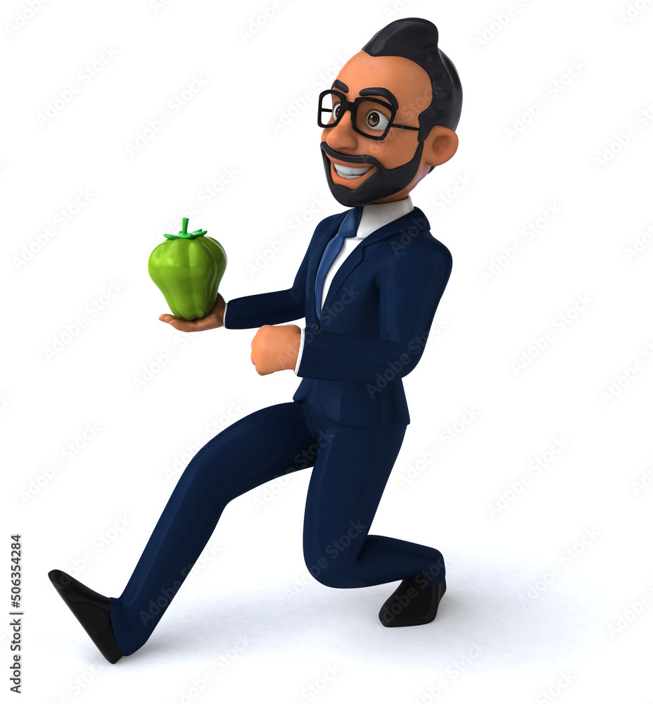 Fun 3D cartoon illustration of an indian businessman Fun 3D cartoon illustration of an indian businessman