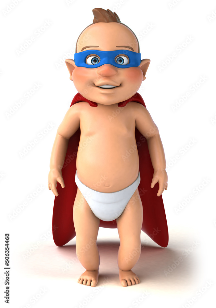 Fun 3D illustration of a cartoon baby Fun 3D illustration of a cartoon baby