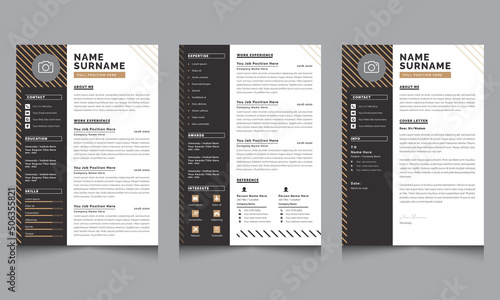 Modern Resume and Cover Letter Layout Vector Template for Job Applications, Minimalist resume cv design