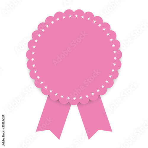 vector illustration of pink colored award ribbon banner on white background