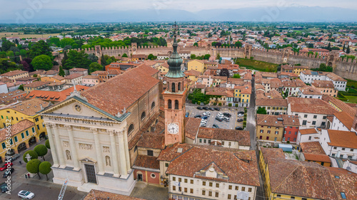 Aerial View of Cittadella Duomo and the Venetian Walls, Padua, Veneto, Italy, Europe
