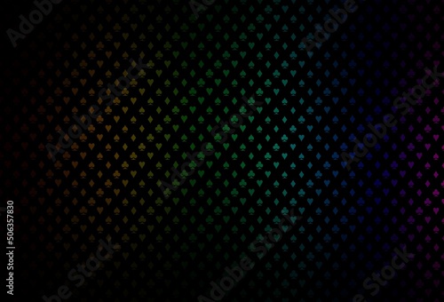 Dark multicolor  rainbow vector cover with symbols of gamble.