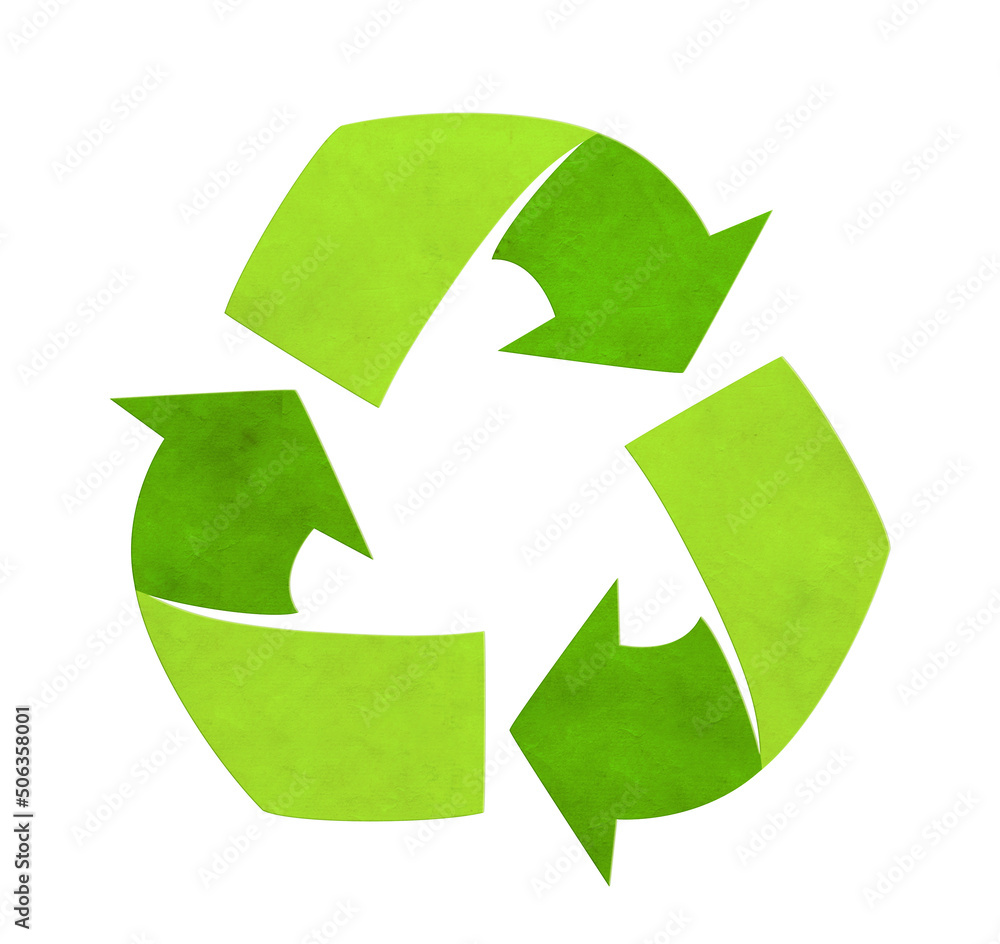 Fototapeta premium Arrows recycle symbol from paper. Reuse and renewable resources. Eco-friendly concept