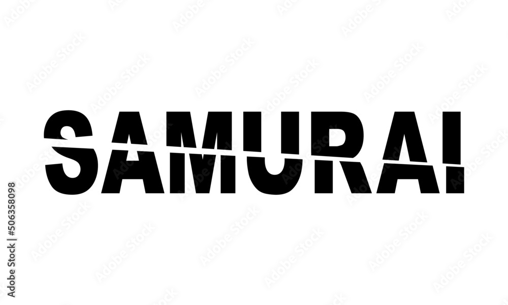Black samurai text japanese style flat vector icon design.