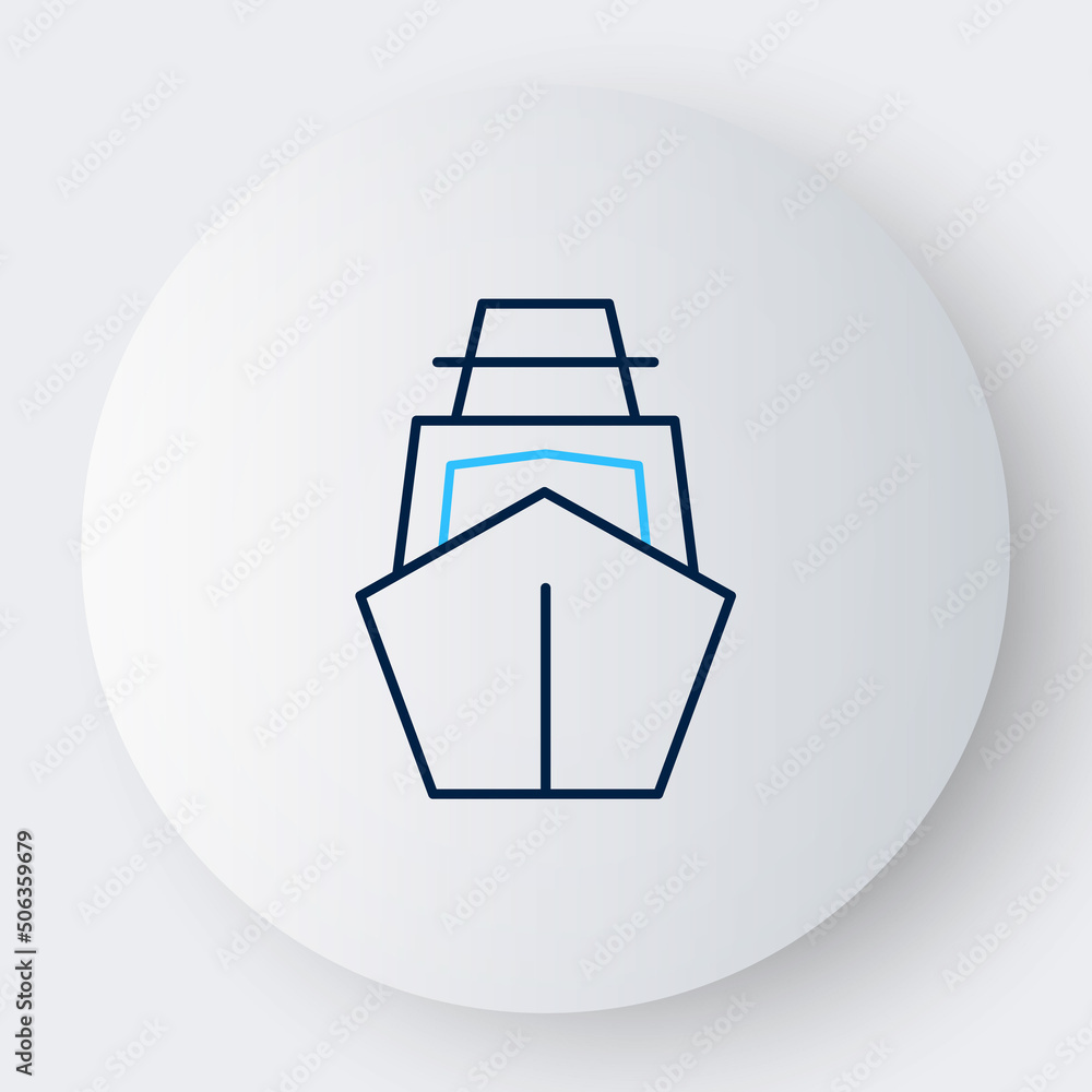 Line Yacht sailboat or sailing ship icon isolated on white background. Sail boat marine cruise travel. Colorful outline concept. Vector Line Yacht sailboat or sailing ship icon isolated on white background. Sail boat marine cruise travel. Colorful outline concept. Vector