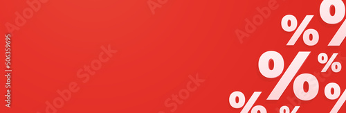 Bright percent sign on red background for sale event