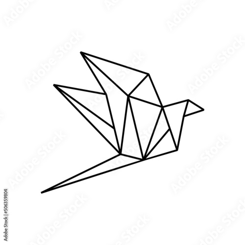 Bird origami line art logo template