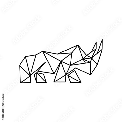 rhino origami line art logo template