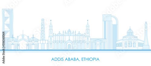 Outline Skyline panorama of city of Addis Ababa  Ethiopia - vector illustration