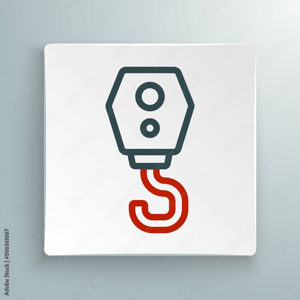 Line Crane hook icon isolated on white background. Industrial hook icon. Colorful outline concept. Vector Line Crane hook icon isolated on white background. Industrial hook icon. Colorful outline concept. Vector