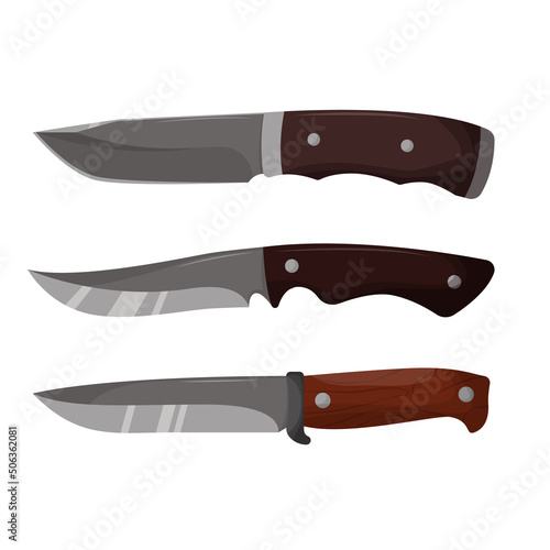 Large sharp cleaver knife isolated on white background. Flat vector illustration.