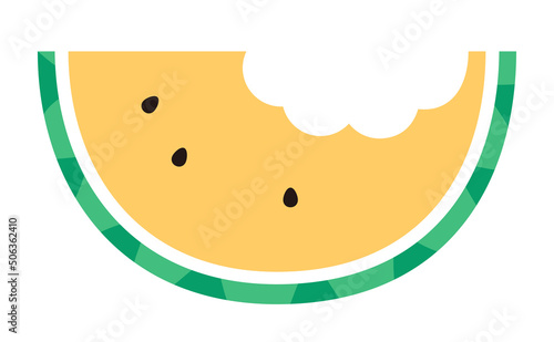 食べかけの齧られた黄色いスイカのイラスト