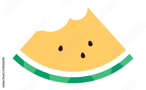 食べかけの齧られた黄色いスイカのイラスト
