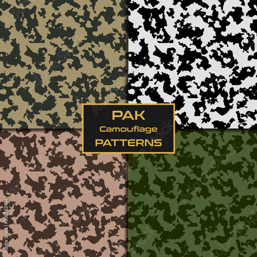 Fototapeta Pack Seamless texture disguise camouflage for military and hunters pattern