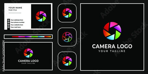 Colorful photography videography bundle premium logo Vector