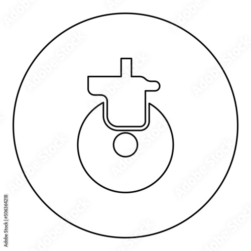 Wheel for furniture caster cart icon in circle round black color vector illustration image outline contour line thin style