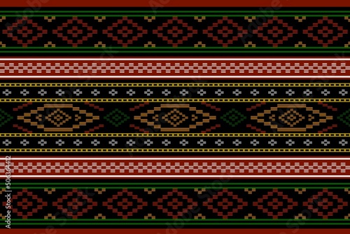 Geometric ethnic oriental seamless pattern traditional Design for background,carpet,wallpaper.clothing,wrapping,Batik fabric,Vector illustration.embroidery style - Sadu, sadou, sadow or sado