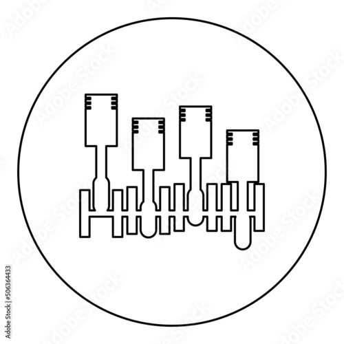 Crankshaft motor cylinder block piston internal combustion engine car detail engine icon in circle round black color vector illustration image outline contour line thin style