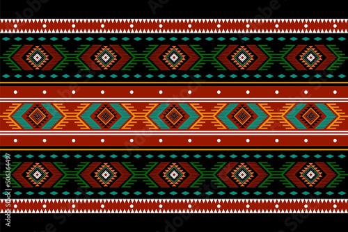 Geometric ethnic oriental seamless pattern traditional Design for background,carpet,wallpaper.clothing,wrapping,Batik fabric,Vector illustration.embroidery style - Sadu, sadou, sadow or sado