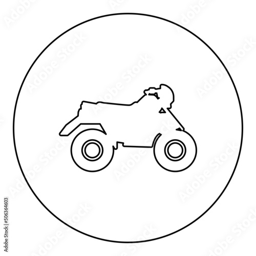 Quad bike ATV moto for ride racing all terrain vehicle icon in circle round black color vector illustration image outline contour line thin style