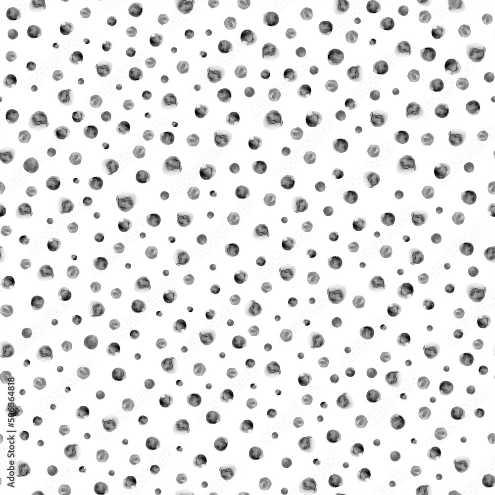 Polka dot seamless black and white watercolor pattern Polka dot seamless black and white watercolor pattern