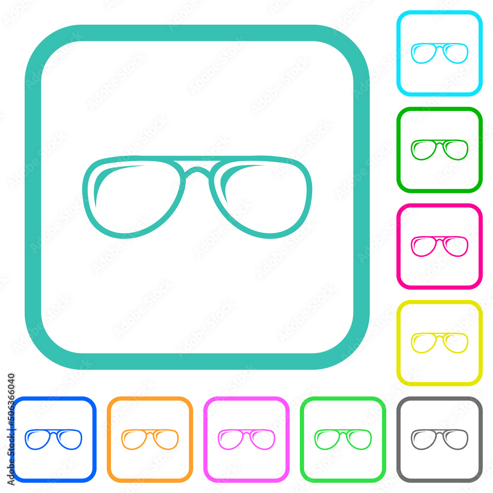 Glasses with glosses vivid colored flat icons Glasses with glosses vivid colored flat icons