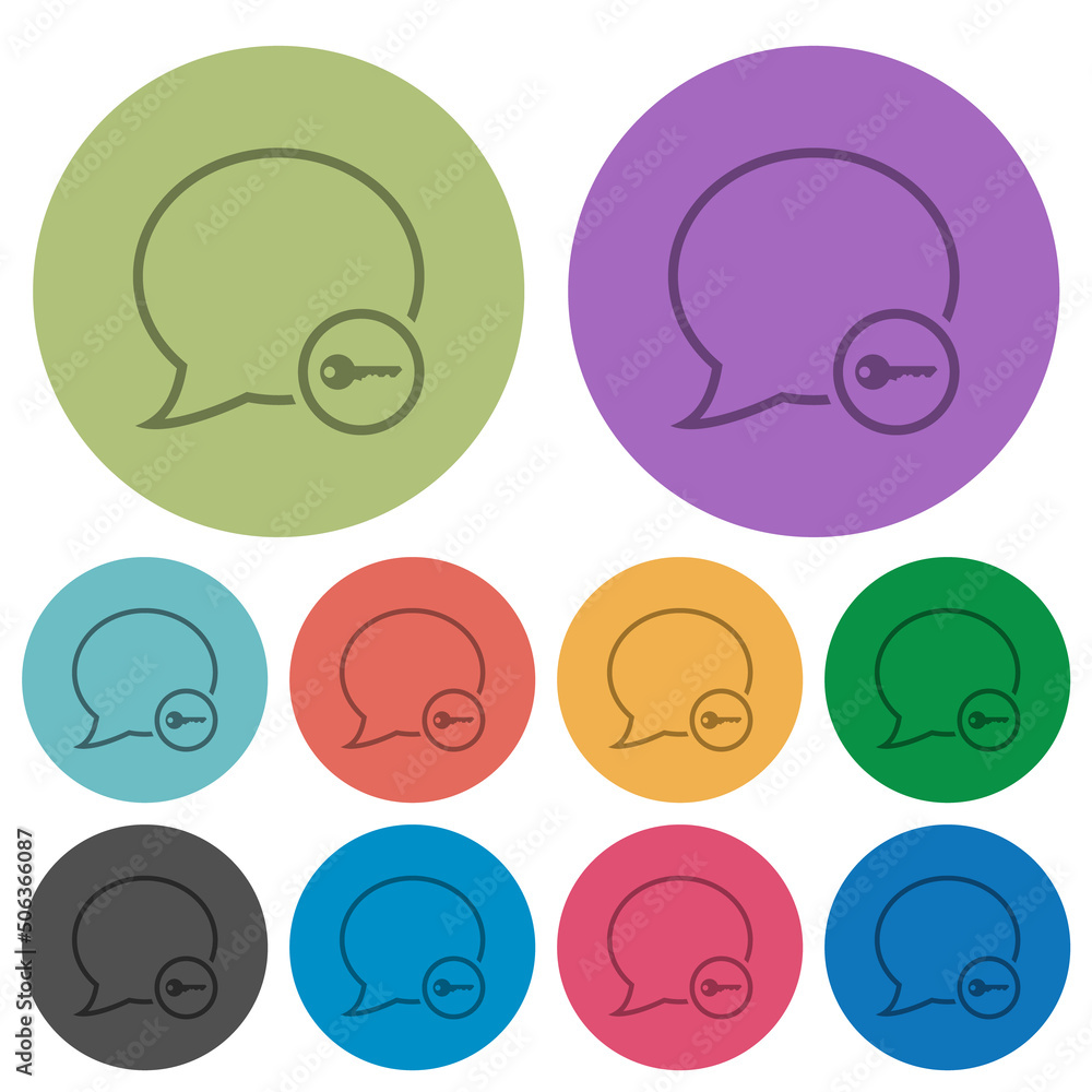 Message secure outline color darker flat icons Message secure outline color darker flat icons