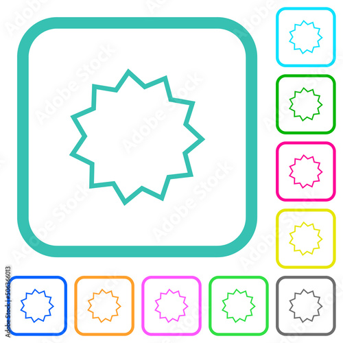 Certificate sticker outline vivid colored flat icons