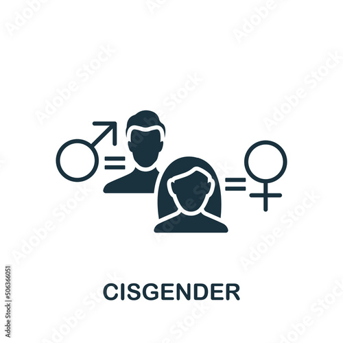Cisgender icon. Monochrome simple Lgbt icon for templates, web design and infographics