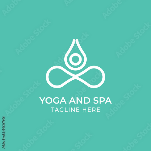 meditation infinity line art logo for beauty spa wellness healthy concept