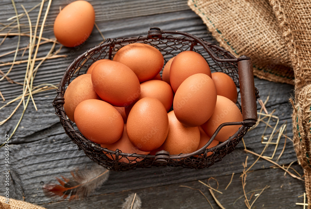 Brown eggs on rustic background Brown eggs on rustic background