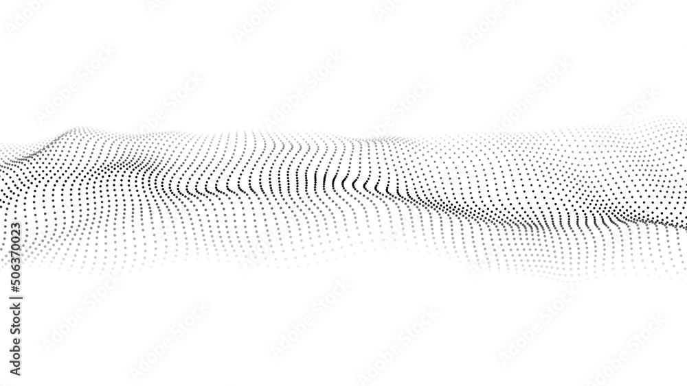 Digital wave with dots on the white background. The futuristic abstract ...