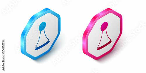Isometric Chip for board game icon isolated on white background. Hexagon button. Vector