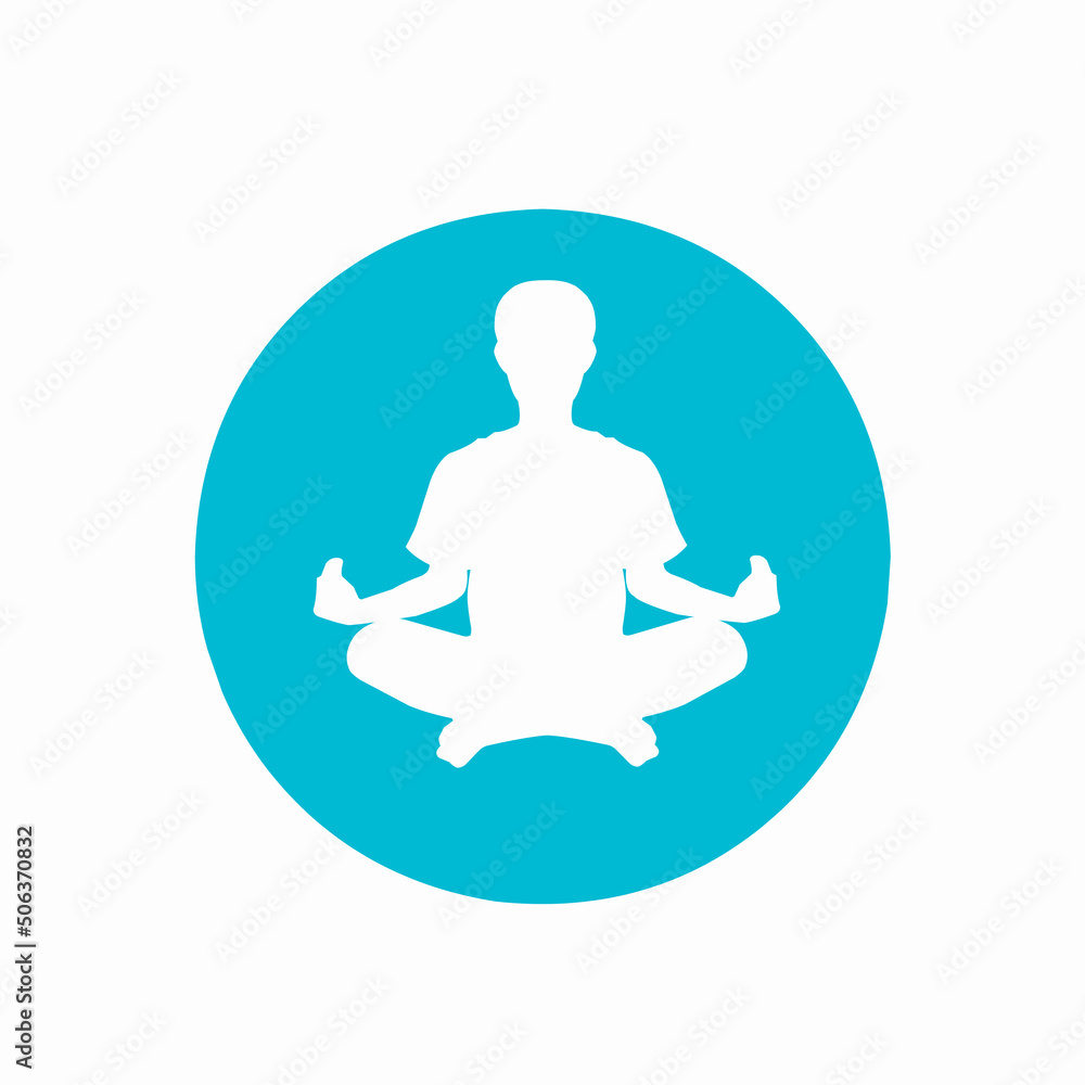 logo design of people doing yoga, or meditation to calm the mind to relax on a blue background logo design of people doing yoga, or meditation to calm the mind to relax on a blue background