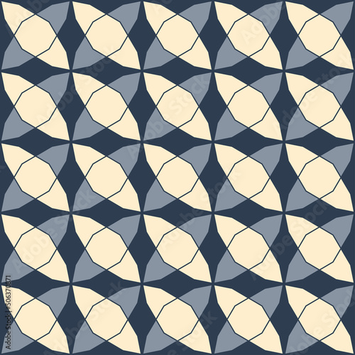 Abstract seamless geometric pattern of circles and curves. Vector illustration