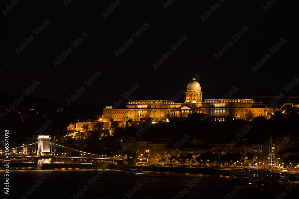 Buda Castle Illuminated At Night In Budapest