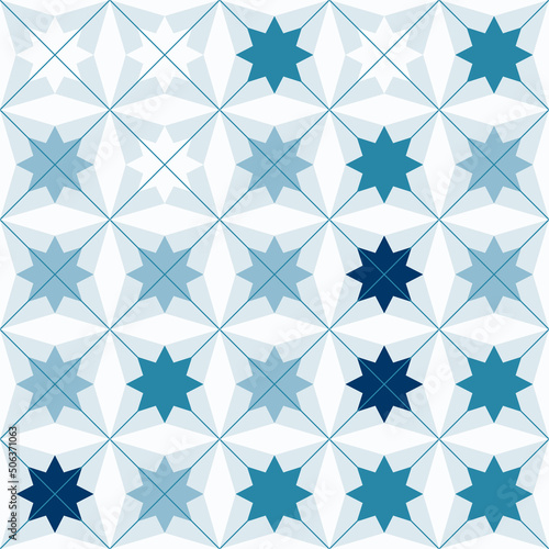 Abstract geometric pattern of stars and crosses. Seamless mosaic and tile. Vector illustration