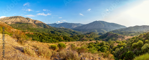 Scenic view of Mali I Gjere mountain range on sunny day, Albania